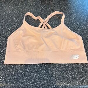 New Balance Pink Seamless Sports Bra Crisscross Back Comfort Activewear Womens L